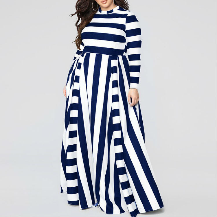 Cotton Plus Size Striped Dress