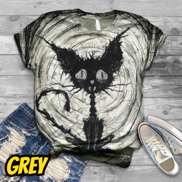 Halloween Ladies Print Fashion T-Shirt