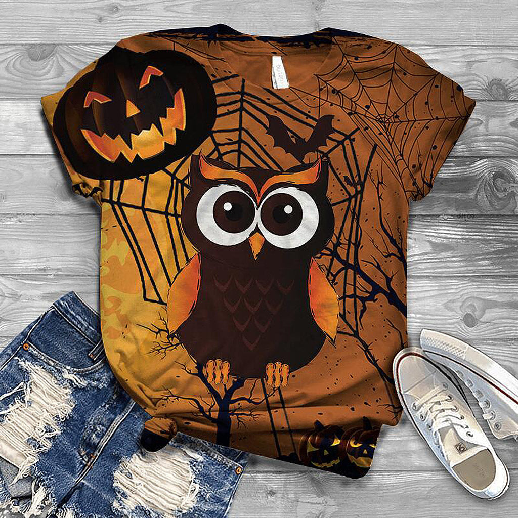 Halloween Retro Print T-shirt With The Same Style For Men And Women