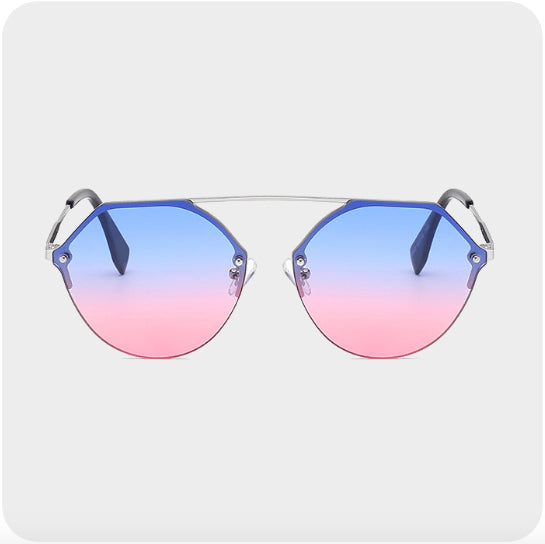 Metal diamond polygon UV protection sunglasses