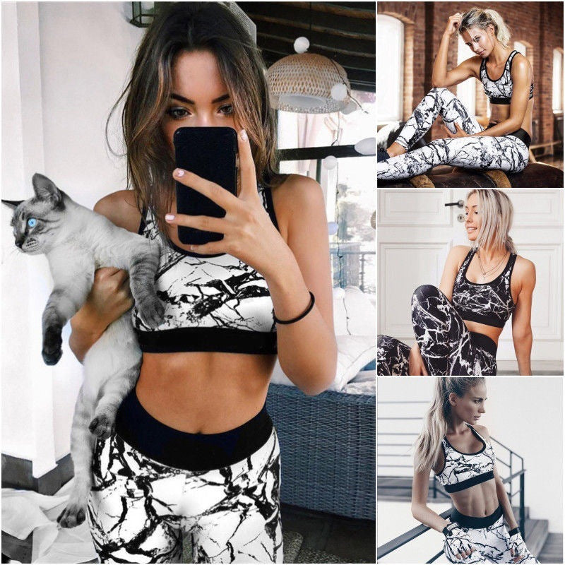 Slim-fit printed sports yoga set