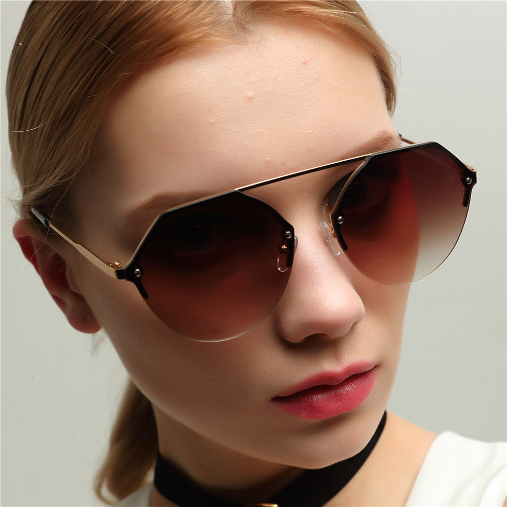 Metal diamond polygon UV protection sunglasses