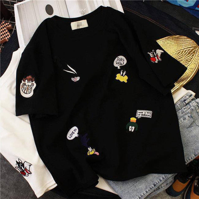 Plus size cartoon embroidery clothes