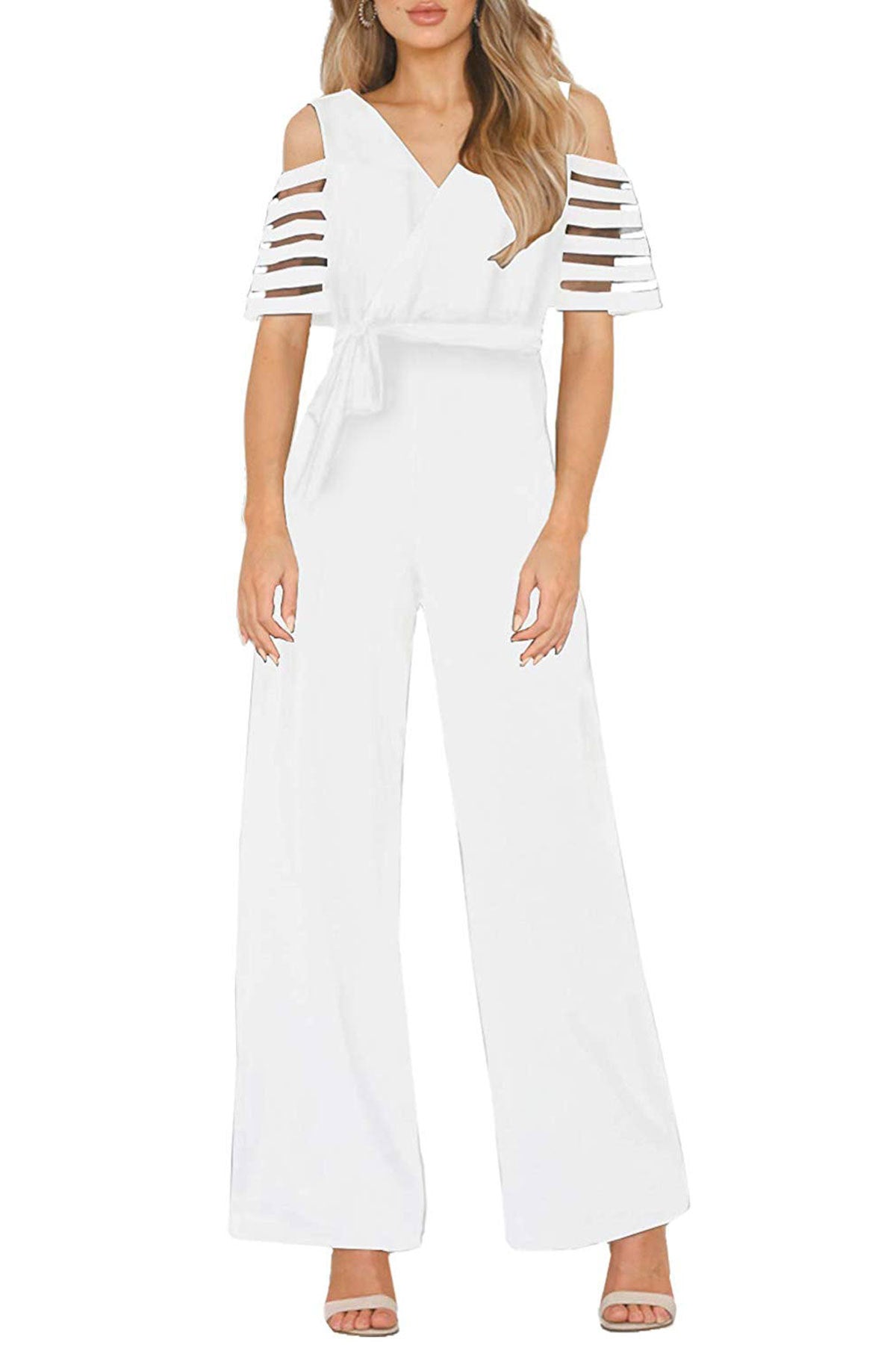 mesh sleeve jumpsuit