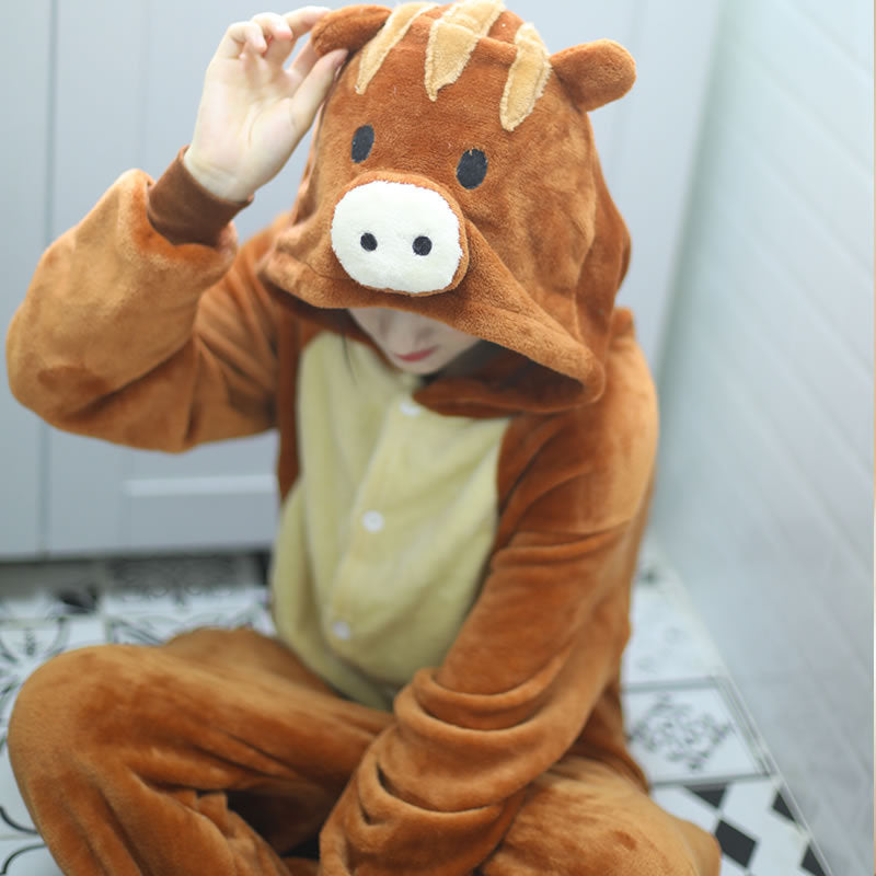 One Piece Pajamas Cartoon Winter Coral