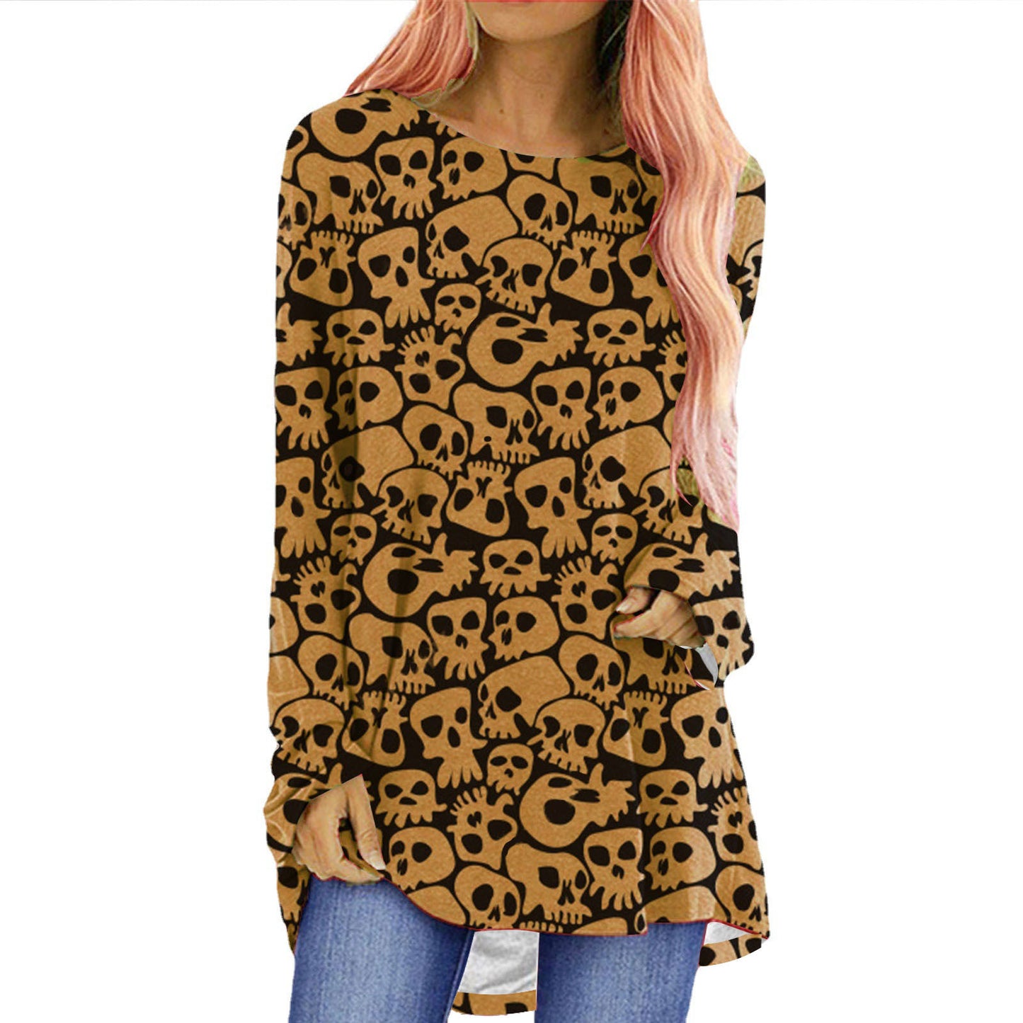 Halloween Theme Printed Long-sleeved T-shirt Women