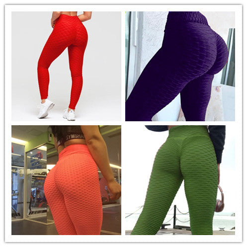 Hip-turned Folds Elastic High-waist Fitness Leggings Breathable Slim Indoor Sports