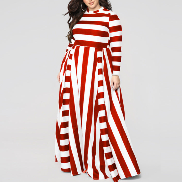 Cotton Plus Size Striped Dress