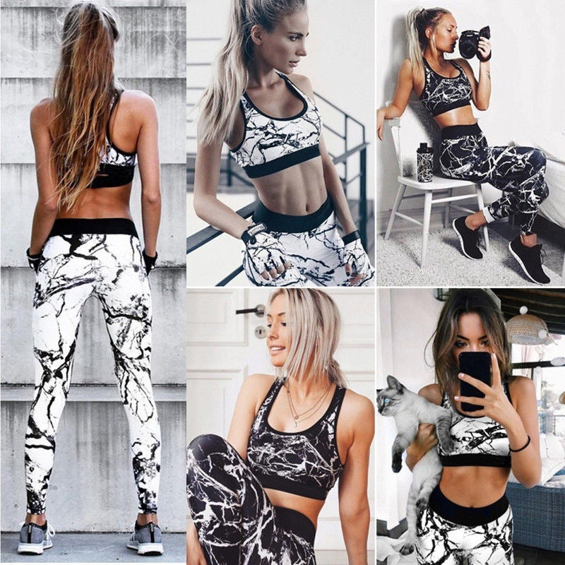 Slim-fit printed sports yoga set