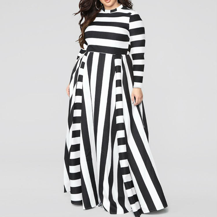 Cotton Plus Size Striped Dress