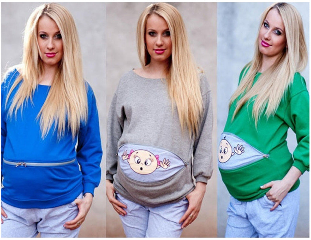 Plus size pregnant woman cartoon cute long sleeve