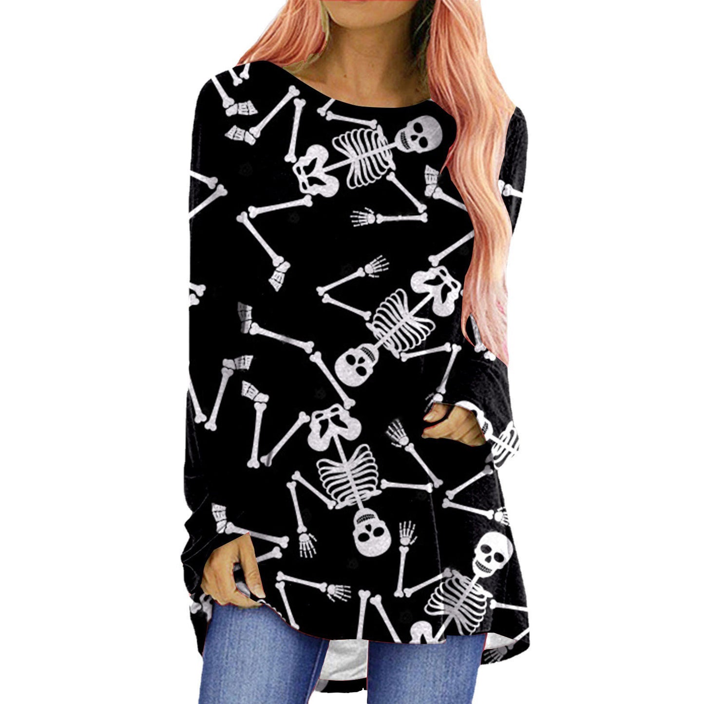 Halloween Theme Printed Long-sleeved T-shirt Women