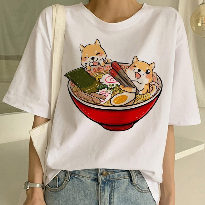 Women's Fashion Shiba Inu Dog Round Neck T-shirt