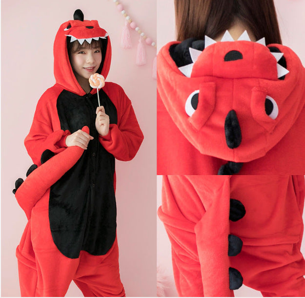 One Piece Pajamas Cartoon Winter Coral